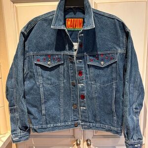 Vintage Calvin Jean Jacket with Accents button front and cuff 100% Cotton